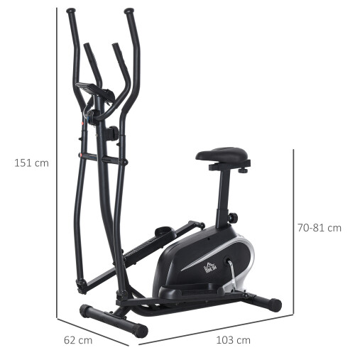 Homcom Bicicleta Elíptica Negro 103 x 62 x 151 cm 2