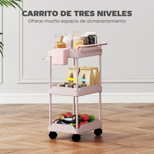 Homcom Carrito de Cocina Rosa 42 x 42.5 x 76 cm 1