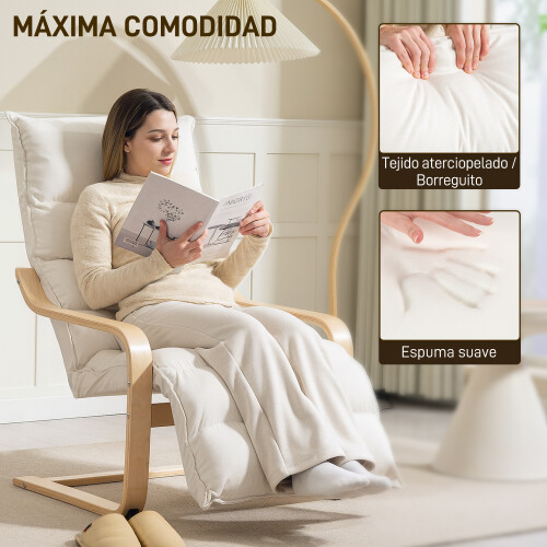 Homcom Sillón de Salón Beige 67 x 114 x 105 cm 1