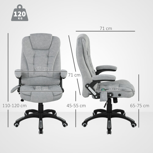 Vinsetto Silla de Masaje Gris 65 x 71 x 120 cm 2