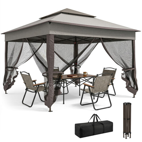 Outsunny Carpa Plegable Gris 325 x 325 x 270 cm
