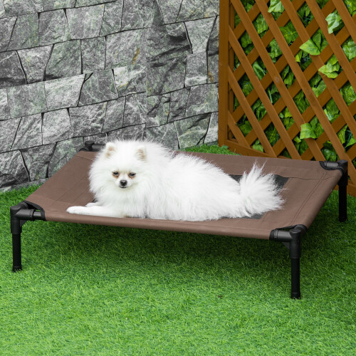 PawHut Cama Elevada para Perros Marrón 76 x 61 x 18 cm 1