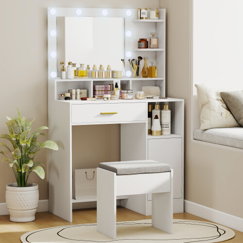 Homcom Tocador de Maquillaje Blanco 80 x 40 x 135 cm 1