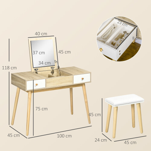 Homcom Conjunto de Tocador Marrón 100 x 45 x 118 cm 2