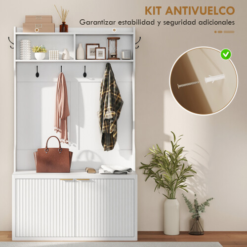 Homcom Perchero Zapatero Blanco 100 x 38 x 172 cm 1