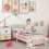 ZONEKIZ Cama Infantil Rosa 143 x 77 x 60 cm 2