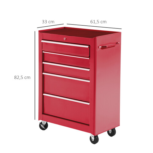 Homcom Carro de Herramienta Rojo 61.5 x 33 x 82.5 cm 2