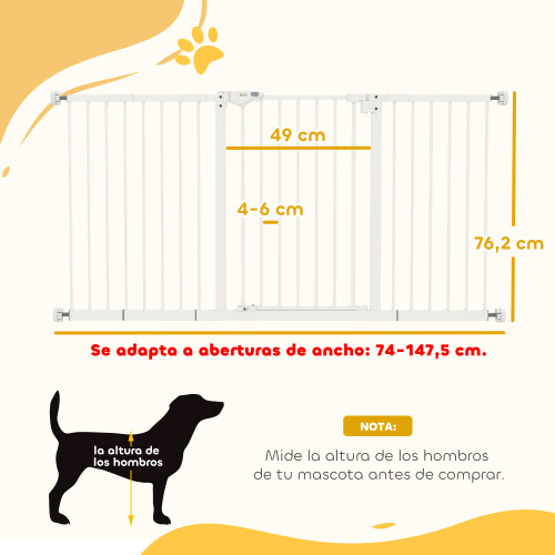 PawHut Barrera de Seguridad Blanco 147.5 x 76.2 cm 2