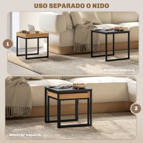 Homcom Mesas de Café Negro 45 x 45 x 45 cm 2