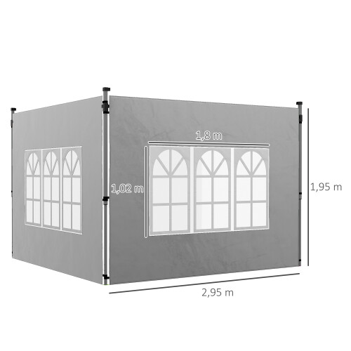 Outsunny Paredes Laterales Carpa Gris 295 x 195 cm 2