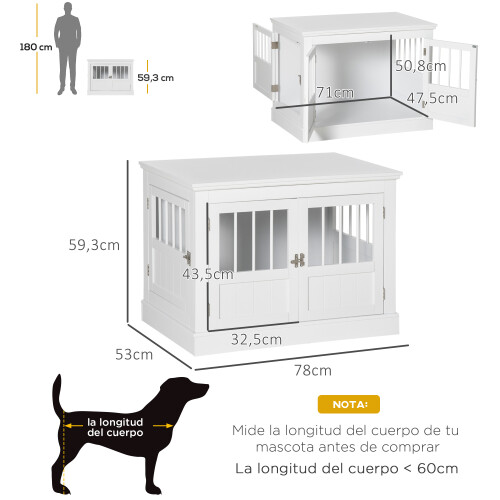 PawHut Jaula para Perro Blanco 78 x 53 x 59.3 cm 2