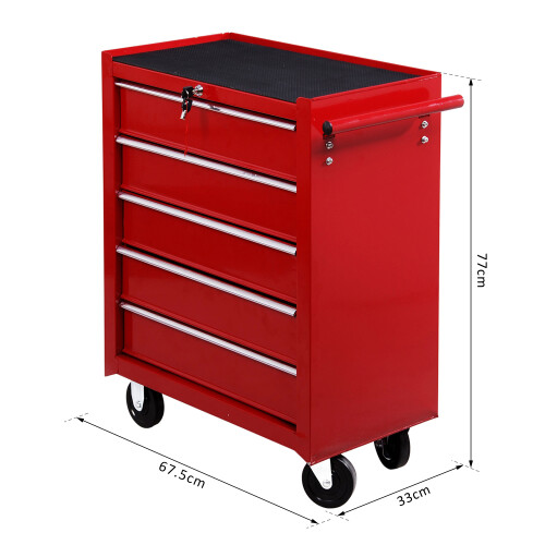 Homcom Carro de Herramienta Rojo 67,5 x 33 x 77cm 2