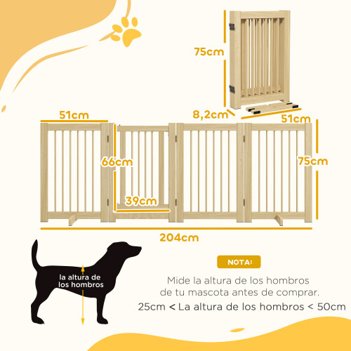 PawHut Barrera para Perro Marrón 204 x 36 x 75 cm 2