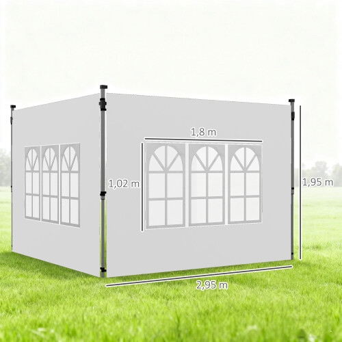 Outsunny Paredes Laterales Carpa Blanco 295 x 195 cm 2