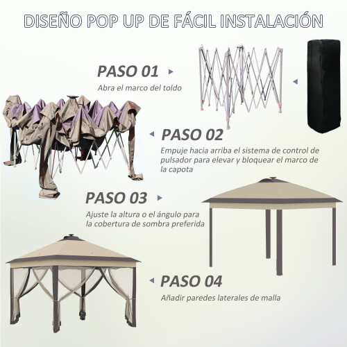 Outsunny Carpa Plegable Beige 330 x 330 x 290 cm 2