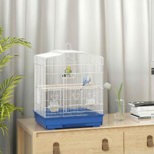 PawHut 59cm Large Bird Cage with Perches, Food Bowls, Swing, Blue