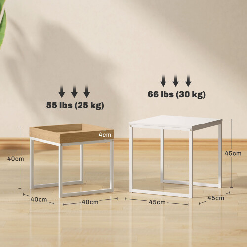 Homcom Mesas de Café Blanco 45 x 45 x 45 cm 2