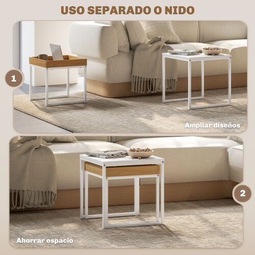 Homcom Mesas de Café Blanco 45 x 45 x 45 cm 1