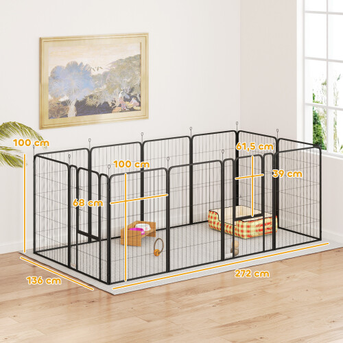 PawHut Parque para Perro Negro 204 x 204 x 100 cm 2