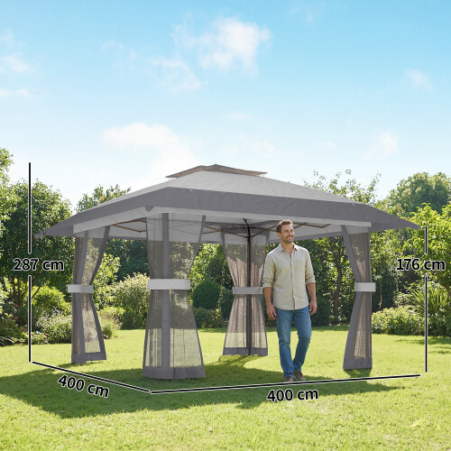 Outsunny Carpa Plegable Gris 400 x 400 x 287 cm 2