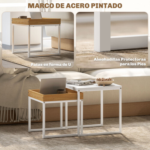 Homcom Mesas de Café Blanco 45 x 45 x 45 cm 2