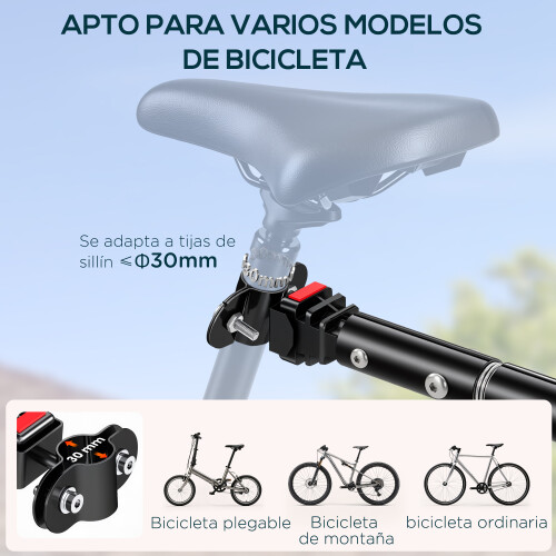 Homcom Remolque de Bicicleta Negro 144 x 59 x 80cm 2