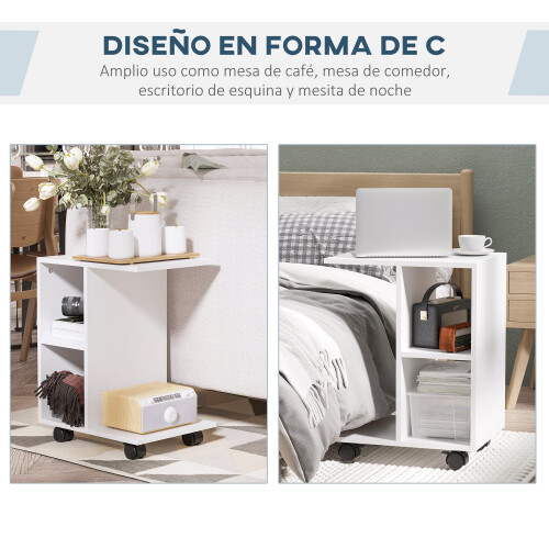 Homcom Mesa lateral Blanco 45 x 35 x 58 cm 2