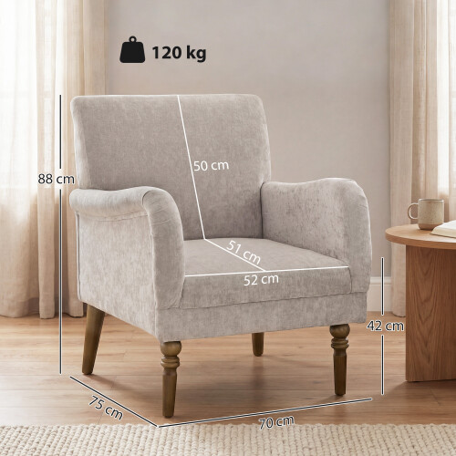 Homcom Sillón Relax Gris 70 x 75 x 88 cm 2