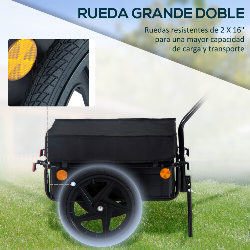 Homcom Remolque de Bicicleta Negro 144 x 59 x 80cm 1