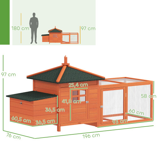 PawHut Gallinero Naranja 196 x 76 x 97 cm 2