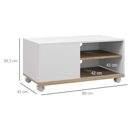 Homcom Mueble de TV Blanco 80 x 45 x 39.5 cm 2