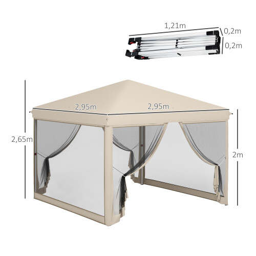 Outsunny Carpa Plegable Beige 295 x 295 x 265 cm 2