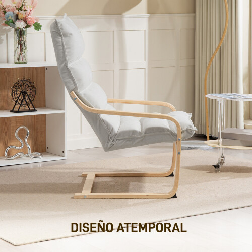 Homcom Sillón de Salón Beige 67 x 83 x 105 cm 2