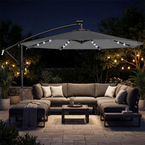 Outsunny Parasol Excéntrico Gris 330 x 295 x 245 cm 1