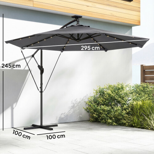 Outsunny Parasol Excéntrico Gris 330 x 295 x 245 cm 2