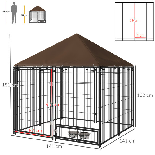 PawHut Parque para Perro Marrón 141 x 141 x 151 cm 2