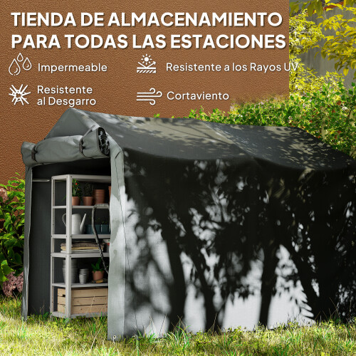Outsunny Carpa para Herramienta Gris 220 x 157 x 165 cm 2