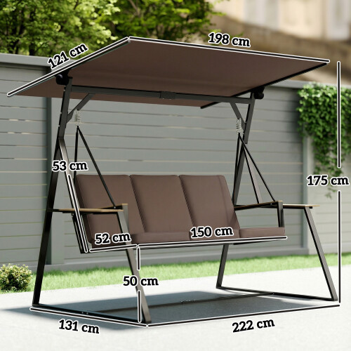 Outsunny Columpio de Jardín Marrón 222 x 131 x 175 cm 2