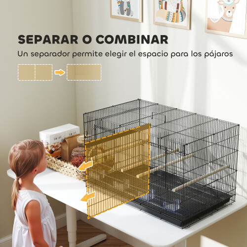 PawHut Jaula para Pájaro Negro 76 x 46 x 46 cm 1