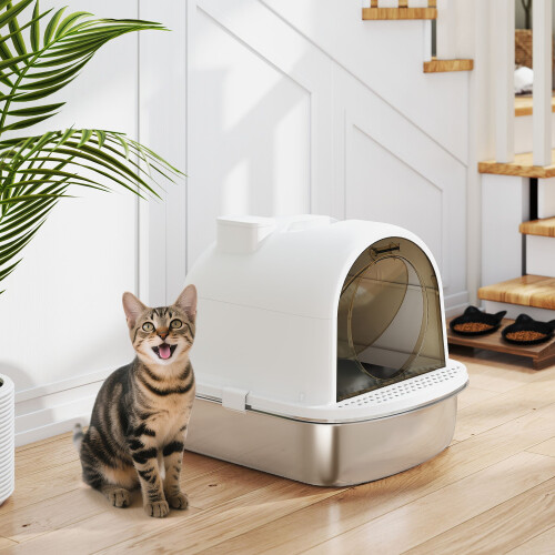 PawHut Arenero para Gato Blanco 52.4 x 41.3 x 39.9 cm 1