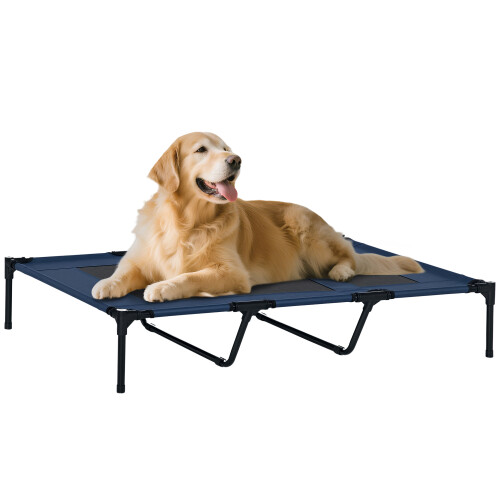 PawHut Cama Elevada para Perros Azul 122 x 92 x 23 cm