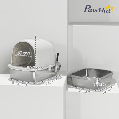 PawHut Arenero para Gato Blanco 52.4 x 41.3 x 39.9 cm 2