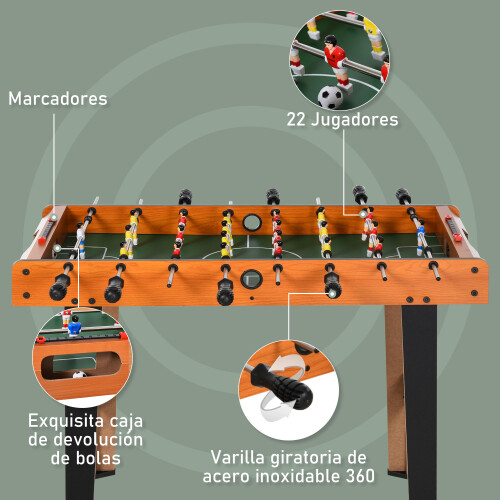 Homcom Mesa de Futbolín Multicolor 84,5 x 40 x 61,2 cm 2