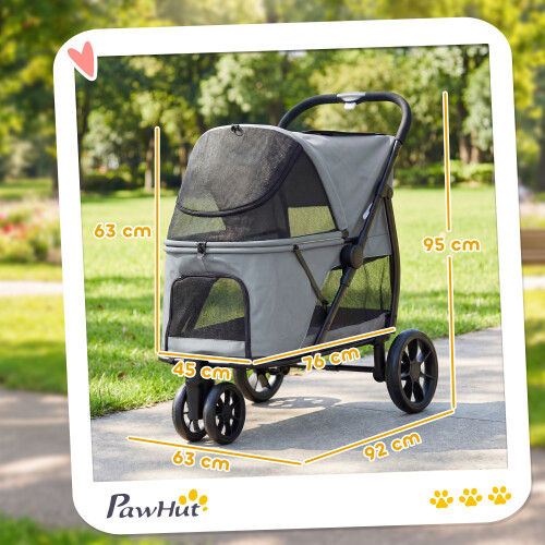 PawHut Carrito para Perro Gris 92 x 63 x 95 cm 2