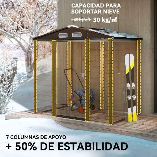 Outsunny Cobertizo de Jardín Marrón 190 x 131 x 188 cm 2