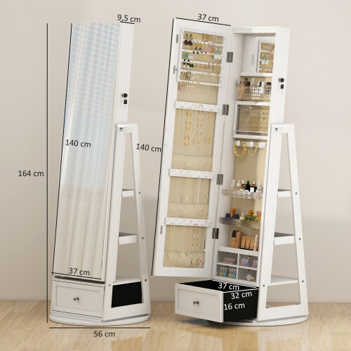 Homcom Armario Joyero Blanco 56 x 56 x 164 cm 2
