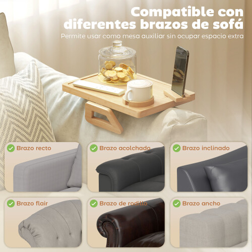 Homcom Bandeja Reposabrazos Sofá Marrón 33 x 23 x 5 cm 1