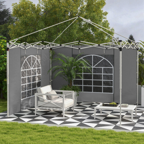 Outsunny Paredes Laterales Carpa Gris 295 x 195 cm 2