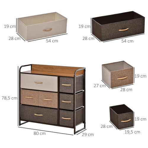 Homcom Cómoda de Tela Multicolor 80 x 29 x 78.5 cm 2