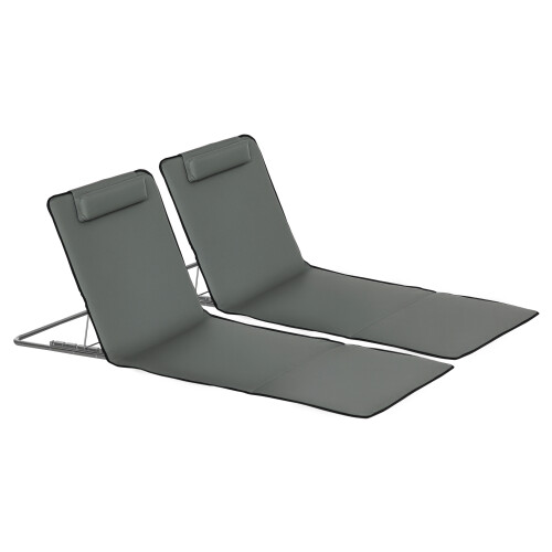 Outsunny Set 2 Esteras Playa Gris 124 x 53 x 45 cm